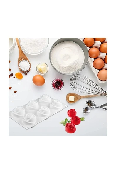 Siliko World Gül Desenli Silikon Kek Pasta Sabun Ve Mum Çikolata Kalıbı - 3