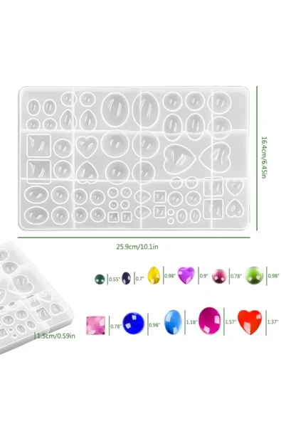 Siliko World Epoksi Silikon Kalıp Yuvarlak, Gözyaşı Damlası, Kare, Oval, Kalp Reçine Takı Şekilleri - 2