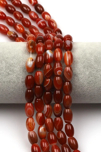 Kahverengi Akik Doğaltaş Dizi 8 x 12 mm Arpa Kesim ürün görseli