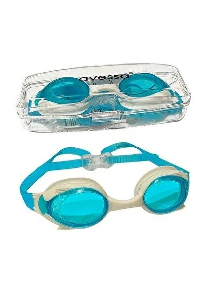 Avessa GS28 Kutulu Mavi Beyaz Unisex Çocuk Yüzücü Gözlüğü