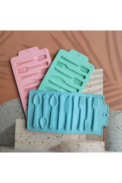 Siliko World Silikon Çatal Kaşık Bıçak Çikolata Kalıbı ürün görseli