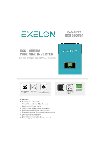 Exelon 3kw 24v Akıllı İnverter Mppt 400vdc - 2