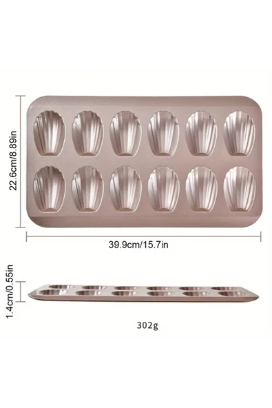 Siliko World Madeleine Pişirme Tepsisi Yapışmaz Çay Keki Tepsisi, Kek Kalıbı, Çarpılmaya Dayanıklı Karbon Çelik - 6