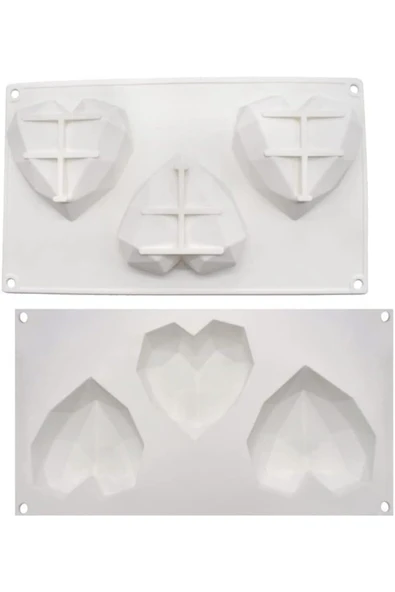 Siliko World Silikon Kek Pasta Jöle Çikolata Mum Sabun Epoksi Kalıbı Elmas Kalp - 3