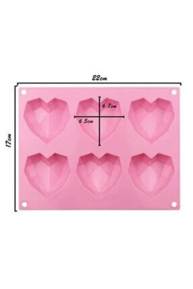 SANBON Silikon Elmas Kalp Çikolata Kalıbı , Mum Ve Sabun Kalıbı 6'li - 2