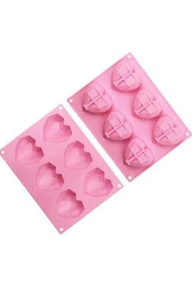 SANBON Silikon Elmas Kalp Çikolata Kalıbı , Mum Ve Sabun Kalıbı 6'li
