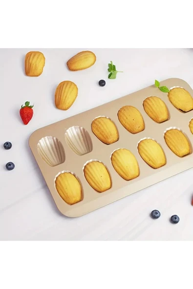 Siliko World Madeleine Pişirme Tepsisi Yapışmaz Çay Keki Tepsisi, Kek Kalıbı, Çarpılmaya Dayanıklı Karbon Çelik