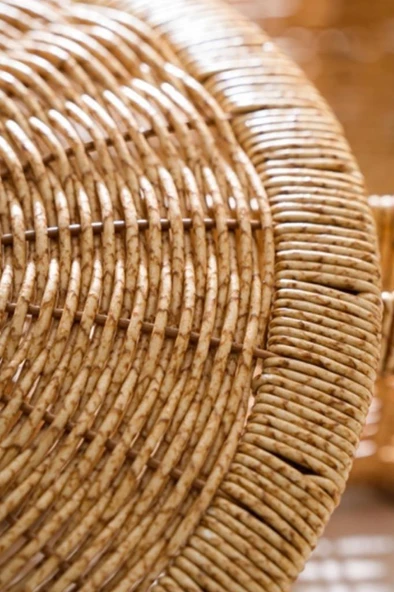 Digithome Rattan Hasır Kapaklı Çok Amaçlı Depolama Mutfak Banyo Sepeti 26 Cm Kahverengi - Resim 4