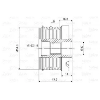Renault Alternator Kasnak Clio II-Mgn-Kng-Scenic (k4m-K4j-K9k-F4p) (6 Kanal) - Valeo 588023 ürün görseli 1