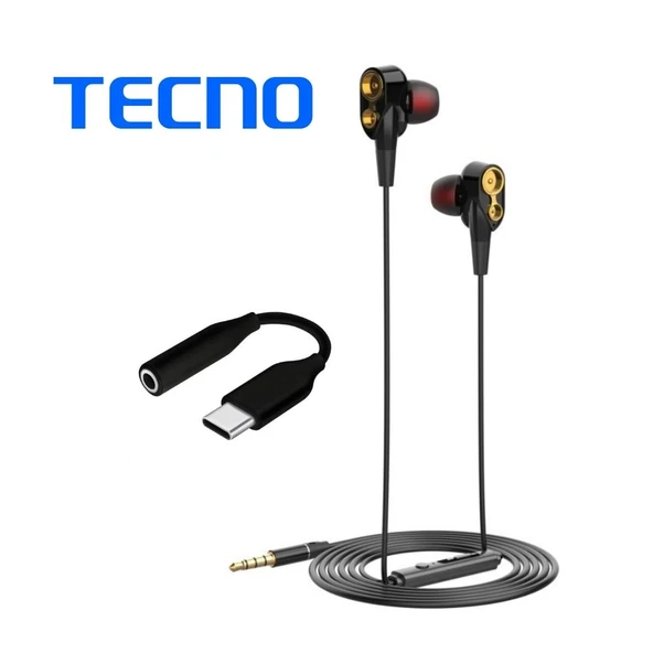 Tecno Hot Beats 3D Hifi 4 Hoparlörlü 3.5mm Jack Girişli Type-C Dönüştürücülü Mikrofonlu Kulaklık Siyah J2UC10 - 2
