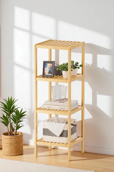 Digithome Bambu 4 Raflı Çok Amaçlı Organizer Mutfak Rafı Banyo Düzenleyici Raf Mio-003