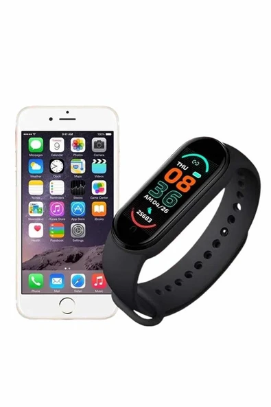 M6 Akıllı Bileklik Siyah Adımsayar Spor Takibi Android ve İOS Uyumlu - Resim 4
