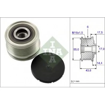 Renault Alternator Kasnak Clio II-Mgn-Kng-Scenic (k4m-K4j-K9k-F4p) (6 Kanal) - İna 535010510 ürün görseli 1