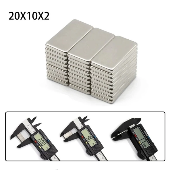 50 Adet 20x10x2 Mm Neodyum Mıknatıs Köşeli Magnet N35 Nikel Kaplama Güçlü Kaliteli Dayanıklı - 5