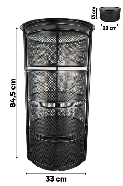 Digithome Metal Çok Amaçlı 4 Katlı Patates Soğan Sepeti Sebzelik Siyah – 1057 C1-1-156 - 6