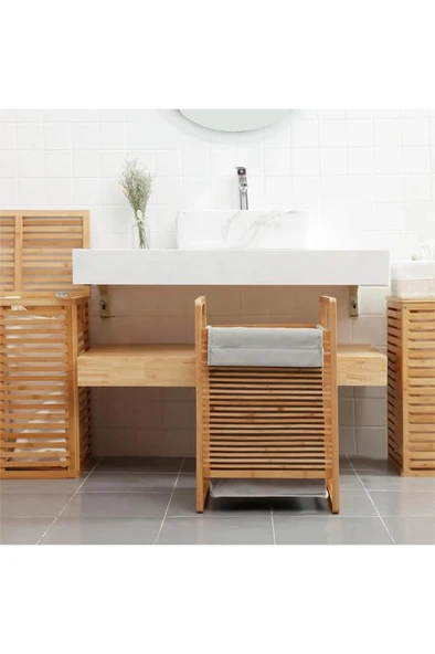Digithome Bambu Kirli Sepetli Banyo Düzenleyici Çamaşır Sepeti JW-20290 - 3