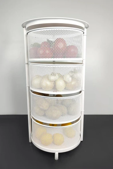 Digithome Metal Çok Amaçlı 4 Katlı Patates Soğan Sepeti Sebzelik Beyaz – 1057 C1-1-156 ürün görseli