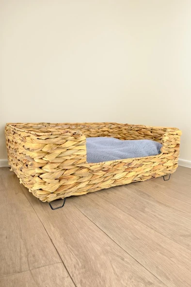 Digithome Hasır Dikdörtgen Kedi ve Köpek Yatağı İç Minderli 60,5 Cm Kahverengi - CL-4038 C1-1-121 - 3