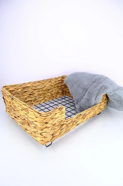 Digithome Hasır Dikdörtgen Kedi ve Köpek Yatağı İç Minderli 60,5 Cm Kahverengi - CL-4038 C1-1-121 - 5