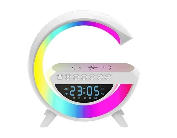 Kablosuz Şarj Istasyonu Speaker Özellikli Led Işıklı Fm Radyolu Bluetooth Speaker - 2