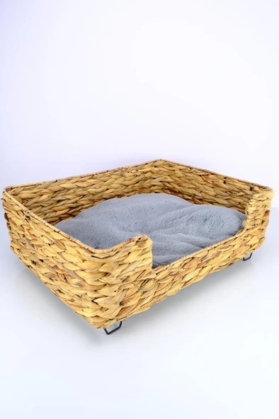 Digithome Hasır Dikdörtgen Kedi ve Köpek Yatağı İç Minderli 60,5 Cm Kahverengi - CL-4038 C1-1-121 - 4