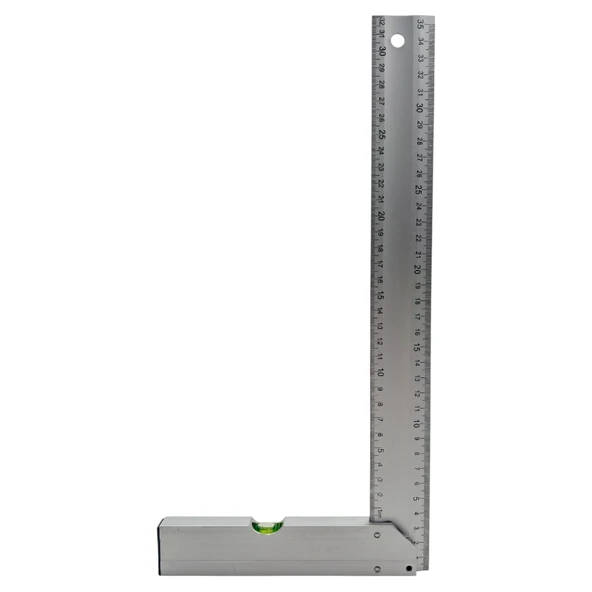 Fixonic B.H.D BHD00197 350mm/35cm Alüminyum L Marangoz Gönye/Su Terazili - Resim 2