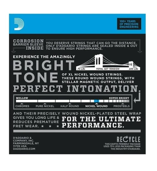 DADDARIO EXL140-8 ELEKTRO GİTAR TEL SETİ, 8 TELLİ, XL, 10-74, LIGHT TOP/HEAVY BOTTOM - Resim 2