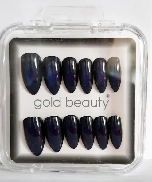 Gold Beauty Kedi Gözü Takma Tırnak 12 li EP-1527 - 18 Gece Mavisi - 2