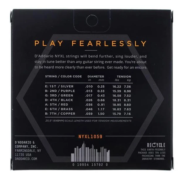 DADDARIO NYXL1059 ELEKTRO GİTAR TEL SETİ, 10-59, 7 TELLİ, REGULAR LIGHT - Resim 2