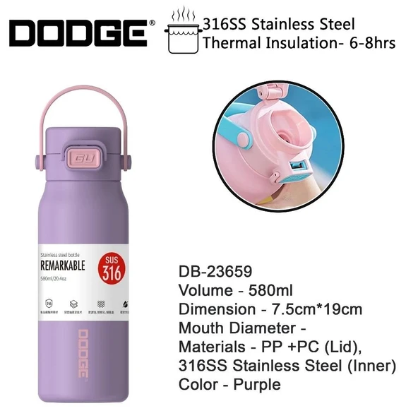 Dodge Çelik Termos Matara 580Ml Mor - 8
