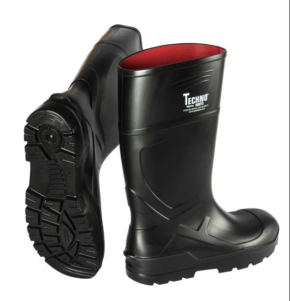 Techno Boots Poliüretan Soğuğa Dayanıklı Kısa Siyah Çizme - 2