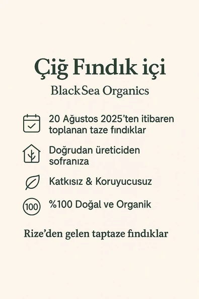 BlackSeaOrganics Çiğ Fındık İçi 2025 Yeni Mahsul, Katkısız Doğal, BlackSea Organics (1 Kg) - 5