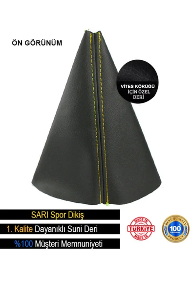 DesingONB Peugeot 207 Siyah Deri Özel Tasarım Sarı Spor Dikiş Vites Körüğü DesingONB - 2