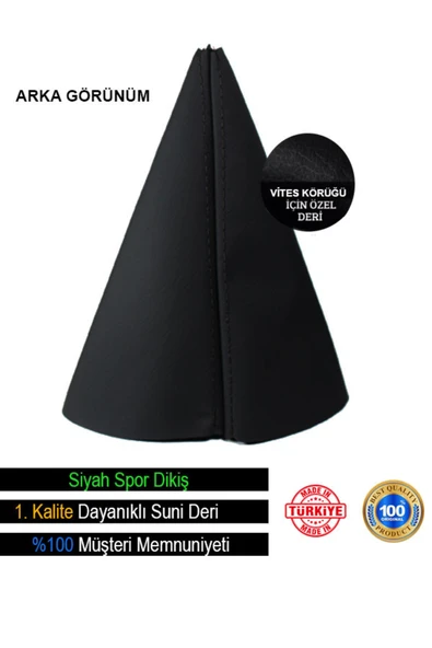 DesingONB Mitsubishi L200 Uyumlu Siyah Deri Özel Tasarım Siyah Spor Dikiş Vites Körüğü DesingONB - Resim 2