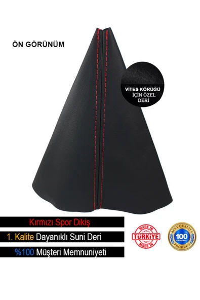 DesingONB Seat Leon Siyah Deri Özel Tasarım Kırmızı Spor Dikiş Vites Körüğü DesingONB - 1