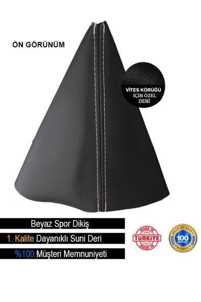 DesingONB Hyundai i20 Siyah Deri Özel Tasarım Beyaz Spor Dikiş Vites Körüğü DesingONB - 1