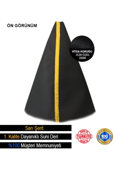 DesingONB Peugeot 207 Siyah Deri Özel Tasarım Sarı Spor Dikiş Vites Körüğü DesingONB - 1