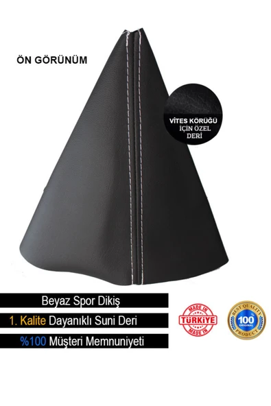 DesingONB Hyundai i20 Siyah Deri Özel Tasarım Beyaz Spor Dikiş Vites Körüğü DesingONB - 1