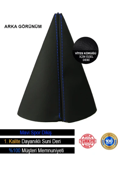 DesingONB Hyundai i20 Siyah Deri Özel Tasarım Mavi Spor Dikiş Vites Körüğü DesingONB - 2
