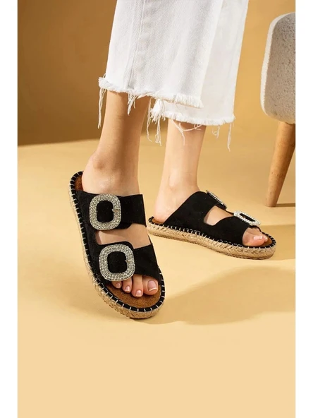 Hertas Siyah Nubuk Tokalı Terlik ürün görseli 1