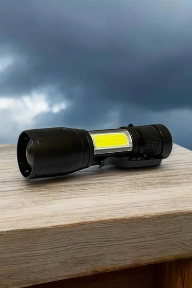 Şarjlı Metal Zoomlu El Feneri Işıldak Led Işık Taşınabilir El Lambası - Resim 5