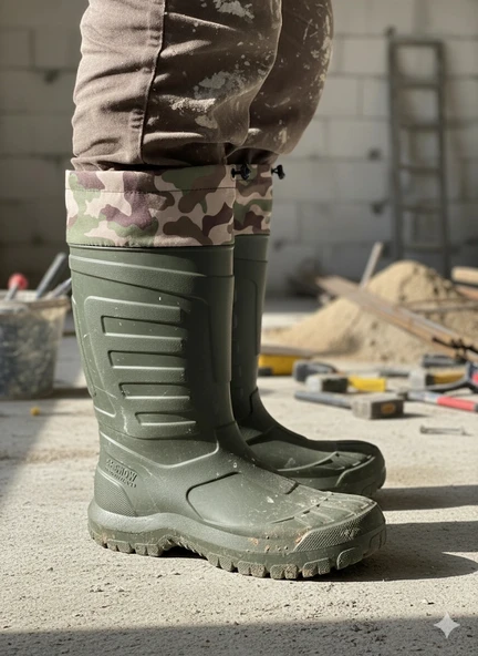 Serabien Soğuk-Sıcak İzolasyonlu Şok Emici Kaymaz Tabanlı Eva Kauçuk Çizme Yeşil - Resim 2