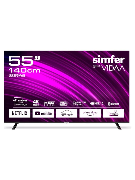 Simfer 55sfsv6b 55" 140 Ekran Uydu Alıcılı 4k Ultra Hd Vıdaa Smart Led Tv
