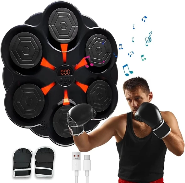 Duvar Boks Makinesi Müzikli Bluetooth Hoparlör Özellikli Led Işıklı Ritimli 9 Mod Seviye Ayarlı Box - 1