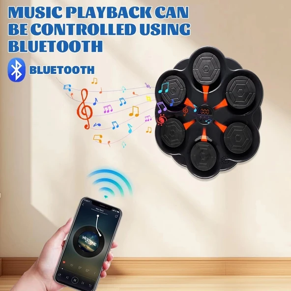Duvar Boks Makinesi Müzikli Bluetooth Hoparlör Özellikli Led Işıklı Ritimli 9 Mod Seviye Ayarlı Box - 5