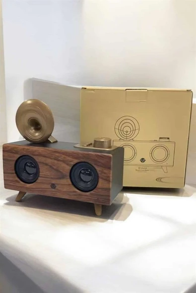 Bluetooth Hoparlör Ahşap Klasik Retro Gramofon Bluetooth Müzik Kutusu - 4