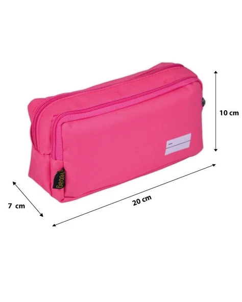 Tebag İki Gözlü Pembe Kalem Çantası - Resim 4