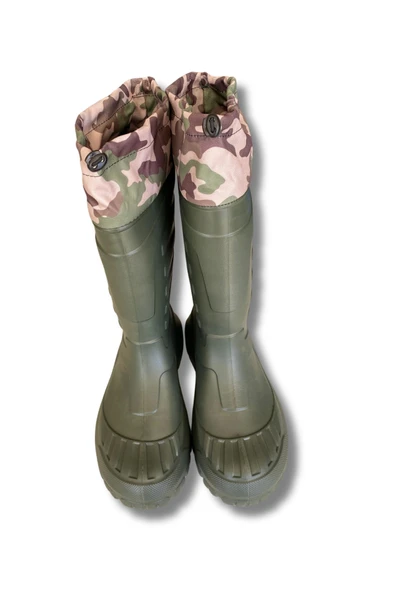 Serabien Soğuk-Sıcak İzolasyonlu Şok Emici Kaymaz Tabanlı Eva Kauçuk Çizme Yeşil - Resim 4