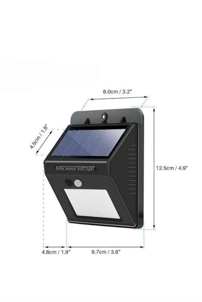 Bahçe Aydınlatma Sensörlü Güneş Enerjili Duvar Lambası 40 Led Işık - 5