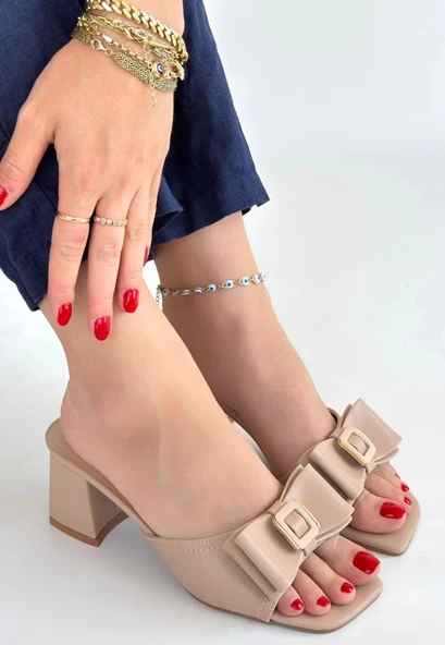 Pier Nude Cilt Topuklu Terlik - Resim 3